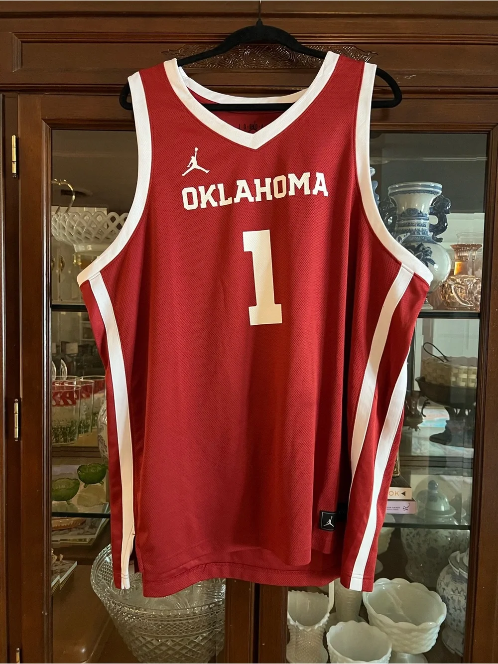 Jordan Men's OU Crimson and White Basketball Jersey XXL